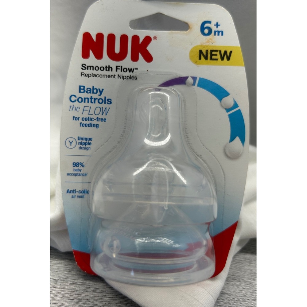 NUK Smooth Flow Replacement Nipples 6m+ Anti-Colic BPA-Free Silicone 1ct 3072R